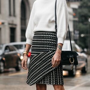 Rachel Parcell Black and White Asymmetrical Skirt